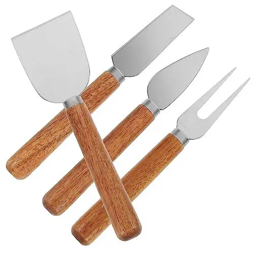 Produktbild: TOPBATHY 4stücke Käseschneider Holzgriff Käsegabel Und Spatel Für Küche Und Haushalt Küchenwerkzeug Zum Schneiden Und Streichen Von Käse