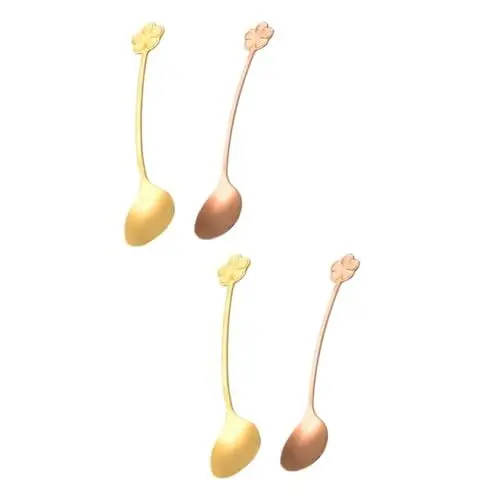 Produktbild: TOPBATHY 4 Stück Kaffeelöffel Dessertlöffel Schaufel Edelstahl Barlöffel Umrühren Mokka-espressolöffel Kuchen-kit Patricks Day Shamrock Löffel Spork Mischen Löffel Wassermelone