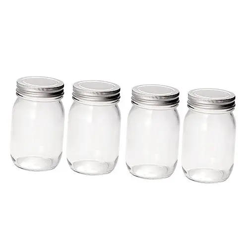 Produktbild: TOPBATHY 4 Stück Lebensmittelbehälter Aus Glas Für Marmelade Kaviar Getränke 380 Ml Versiegelte Aufbewahrungsgläser Zum Frischhalten Einzigartiges Design