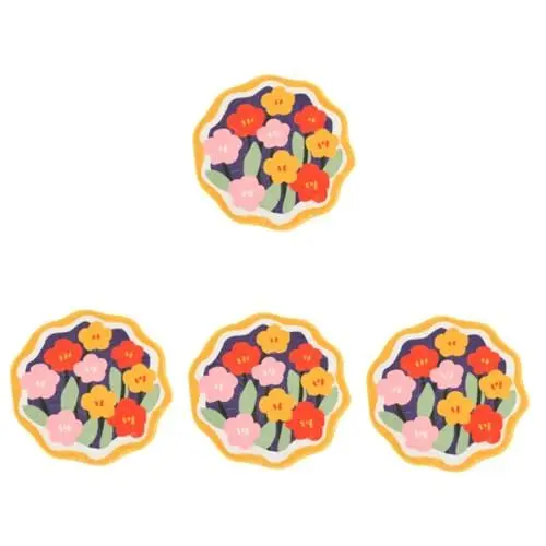 Produktbild: TOPBATHY 4 Stück Pflanzenblumenteppich Badezimmerteppich Für Kinder rutschfeste, Waschbare Matte Saugfähige Plüsch-fußmatte Badezimmer-bodenmatte Wasserabsorbierender Bodenteppich Polyester