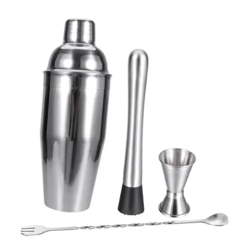 Produktbild: TOPBATHY 4stücke Teiliges Cocktail Shaker Set Für Barkeeper Professionelles Barzubehör Mit Cobbler Shaker Jigger Und Spouts Für Zubereitung Köstlicher Drinks Zuhause