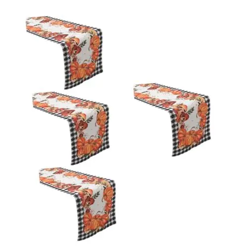 Produktbild: TOPBATHY 4 Stück Thanksgiving-Tischläufer Tischdecken Country Style stylischer Tischläufer Halloween-Dekorationen Couchtischdekoration Küchentischläufer Thanksgiving-Tischdecke Herbst Blatt