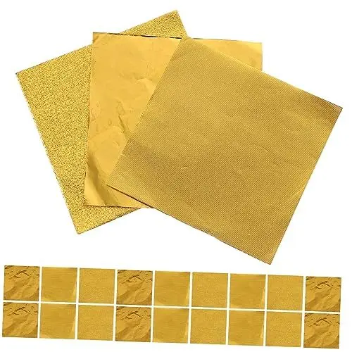 Produktbild: TOPBATHY 5 Stück 6 goldene Alufolie Bonbonpapier für Karamellen Schokoladenverpackungen chee vricut Candies Packpapier Schokoladenhalter Schokoladenriegel Verpackung glänzend Aluminiumfolie