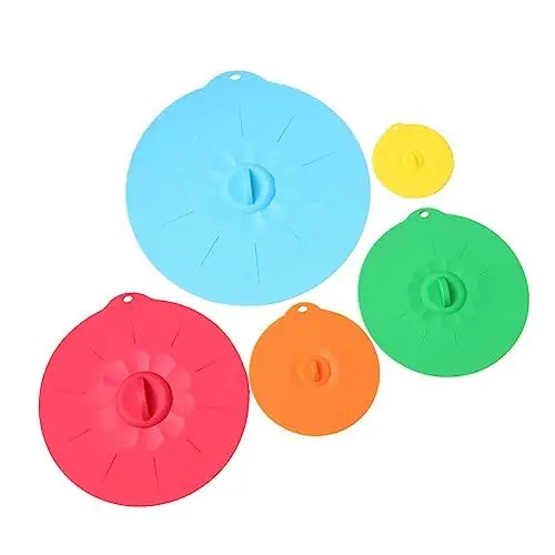 Produktbild: TOPBATHY Deckel-set Mit Silikondichtung 5-teilig Topfdeckel Schüssel Hitzebeständig Und Auslaufsicher Runde Deckel Für Mikrowelle Herd Ofen Kühlschrank Gelb