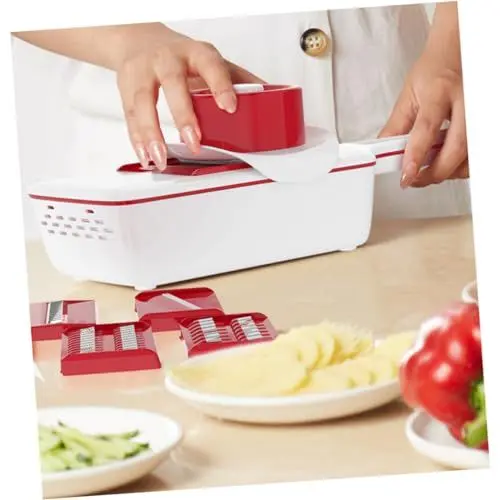 Produktbild: TOPBATHY 6 Multifunktion ale Reibe Mandoline Kartoffelschneider manueller gemüseschneider Handbetriebener Gemüsehobel schneidematte Würfelschneider Obstschneider Haushalt Aktenvernichter
