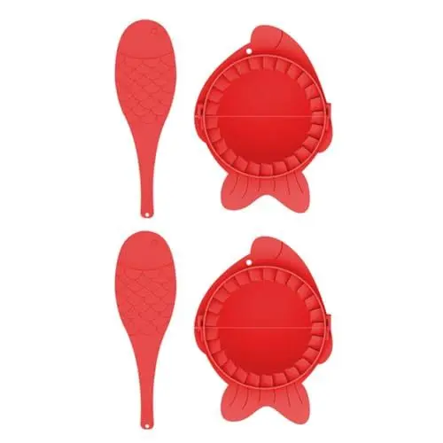 Produktbild: TOPBATHY 6 Sätze Knödelform Knödelhaut Knödelfülllöffel Pierogi-wrapper Empanadas-presse Pierogi-presse Knödelverpackung Tortilla-maschine Wan-tan-wrapper Lieferungen Perlmutt Plastik Rot