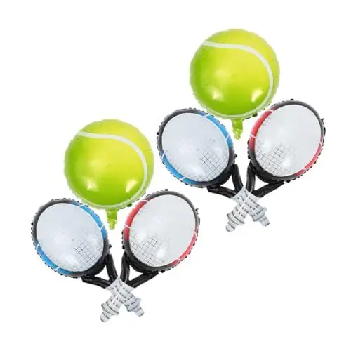Produktbild: TOPBATHY 6 Stk Tennisballon Tennisballballons Für Party Tennisball-ballon Ballon in Schlägerform Tennisballdekorationen Partyballon Zum Thema Tennis Tennisschläger-ballon Aluminiumfolie
