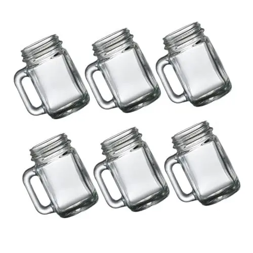 Produktbild: TOPBATHY 6 Stück Mini Mason Weinglas Bargläser Kleine Glasbecher Kleine Tasse Haushaltsglasbecher Weinhalter Bierbecher Cocktailgläser Kreative Weinbechergläser Kleine Tassen Weinbecher
