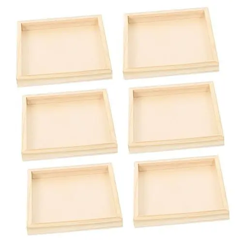 Produktbild: TOPBATHY 6st Kunsttablett Kleine Holztabletts Puzzle-zubehör Würfeltablett Aus Holz -tablett Dekotablett 3D-Puzzles Maltablett Leinwandhalter DIY Sortiermaschine Hölzern Bambus 4X