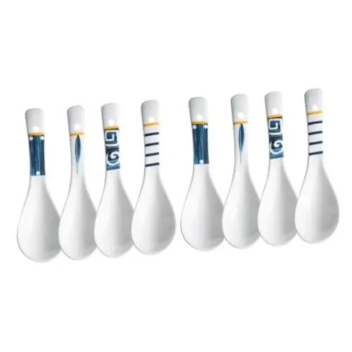 Produktbild: TOPBATHY 2 Sets Suppenlöffel Aus Porzellan Suppenlöffel-set Im Japanischen Stil Keramiklöffel Bequemer Griff Suppenlöffel für Familienessen 4 Stück