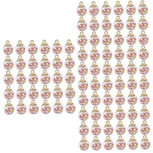 Produktbild: TOPBATHY 90 STK Mini-Paillettenball Flaschenanhänger aus Glas Mini-Kranz Weihnachtsschmuck Christbaum anhänger Bastelkugeln selber Machen glitzernde Minikugeln Handbuch schmücken