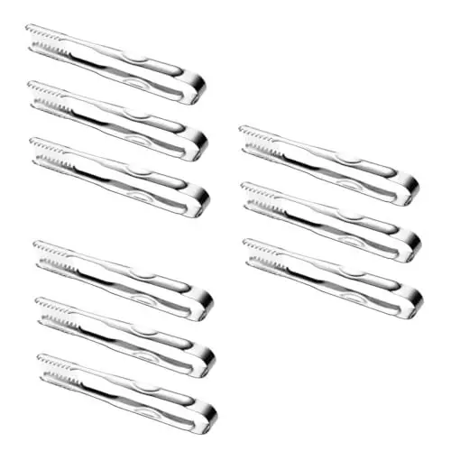 Produktbild: TOPBATHY 9 Stk Zuckerzange küchenzange Edelstahlzange kleine Zangen zum Servieren von Speisen Eiswürfel Eisclips Eiswürfelzange Vorspeisenzange küchenutensilien Eiszange Essenszange Silver
