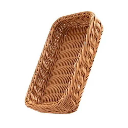 Produktbild: TOPBATHY Besteck Aufbewahrungskorb Utensilienbehälter Aus Rattanimitat Rattan-obstkorb Brot-servierkorb Tablett Für Tablett Aus Geflochtenem Kunststoffkorb Ablagefach Plastik Geschirr