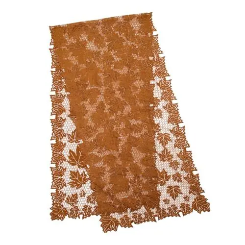 Produktbild: TOPBATHY Festliche Tischdecke Spitze Für Eleganter Tischläufer Tiefbraun Mit Ahornblattdesign Für Esszimmer Und Hochzeiten Langlebig Und Dekorativ