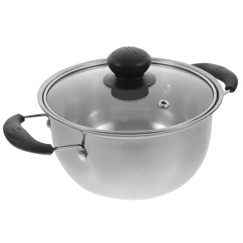 Produktbild: TOPBATHY Edelstahl- Topf Kleine Stock Topf mit Visuellem Glasdeckel Suppe Kochkochtopf Kochtopf für Kompakte Lebende Küche Lebensmittel Kochen 16X16x8cm/ 18X18x8. 5Cm