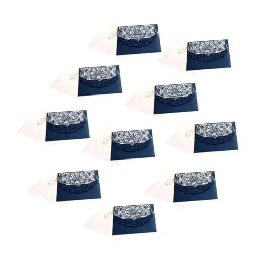 Produktbild: TOPBATHY 10pcs Business Bankett Einladungen Cut Karten Mit Gravierte Spitze Dunkle Umschläge