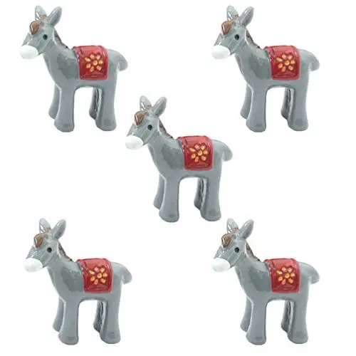 Produktbild: TOPBATHY Esel Figur 5 Stücke Mini Bauernhof Tierfiguren Harz Esel Mini Tiere Miniatur Kuchen Topper Für DIY Fairy G?rten Puppenhaus Garten Terrarium Geschenk Ornament (Grau)