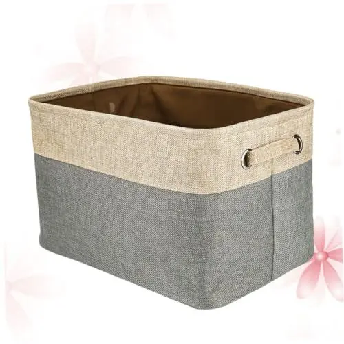 Produktbild: TOPBATHY Aufbewahrungstasche Aus Baumwolle Faltbarer Wäschekorb Für Spielzeug Kinder Aufbewahrungsbox Beige/grau