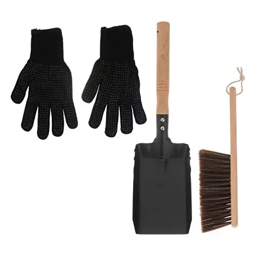 Produktbild: TOPBATHY Gartenschaufel Multifunktionswerkzeug Kaminwerkzeuge Sets Bürstenhandschuhe Kaminreinigungswerkzeug Messinggriffe Schmiedeeisenset für Holzbrenner Grillhandschuhe