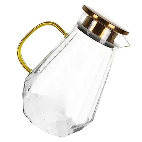Produktbild: TOPBATHY -wasserkaraffe Aus Hitzebeständigem Borosilikatglas Mit Deckel Selbstgemachte Säfte Eistee Und Milch Transparente Kanne Für Kalte Und Heiße Getränke
