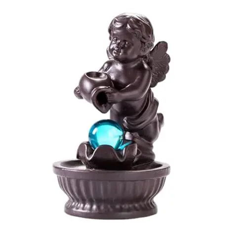 Produktbild: TOPBATHY Keramik-Rückfluss-Räuchergefäß, Engel-Keramik, handgefertigter Wasserfall-Räucherhalter, Kristallkugel Räuchergefäß, Aromatherapie, Ornament, Heimdekorationen