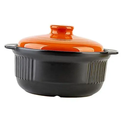 Produktbild: TOPBATHY Keramik-schmortopf Kochtopf Auflaufform Keramiktopf Zum Kochen 2355 Ml Orange Topf