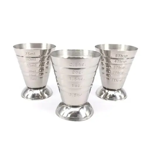 Produktbild: TOPBATHY 75ml Messbecher Edelstahl Jigger Unze Shot Cup Jigger Bar Größe
