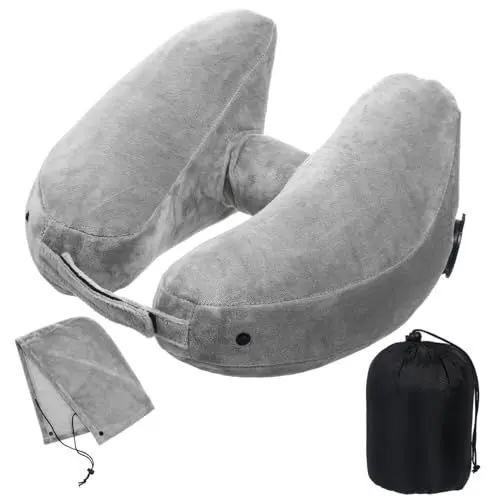 Produktbild: TOPBATHY Reise-nackenkissen Auto-reisekissen Kleines Reisekissen Aufblasbares Nackenstütz-reisekissen Aufblasbares Reisekissen Kissen Reiseflugzeug Reisekissen Aufblasbar PVC Light Grey