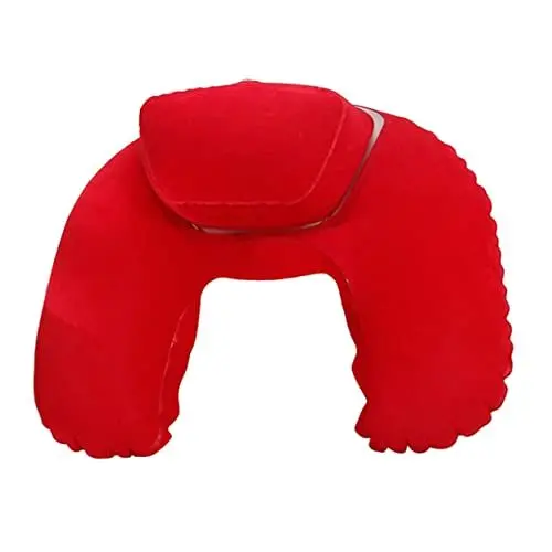 Produktbild: TOPBATHY Aufblasbares Nackenkissen Für Reisen Ergonomisches U-Form Kopfkissen Rot Leicht Und Tragbar Für Flugzeuge Autos Und Outdoor-aktivitäten Bequem Und Anpassbar