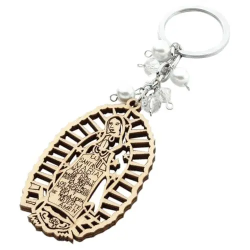 Produktbild: TOPBATHY Schlüssel anhänger für die Taufe Schlüsselanhänger Ornament Taufgeschenke für Mädchen Babypartygeschenke für Gäste Taufe begünstigt Schüttgut Dekorationen Guadalupe Holz