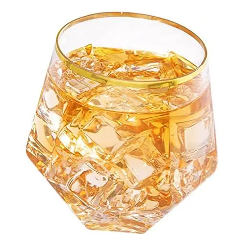 Produktbild: TOPBATHY Sechskantbecher aus Glas saftglas Glasbecher Wein Trinkbecher Trinkgläser mit Goldrand biergläser Weingläser Becher für kalte Getränke Behälter für Orangensaft empfindlich Bierkrug