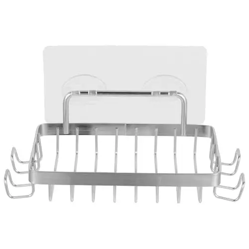 Produktbild: TOPBATHY Seifenschale mit Haken 304 Edelstahl Seifenhalter Seifensäckchen Wandhalterung Klebstoff ohne Bohren Schwammhalter für Badezimmer Dusche Küche