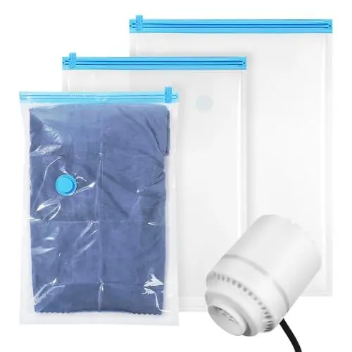 Produktbild: TOPBATHY Vakuum-Aufbewahrungsbeutel Mit Elektrischer Pumpe 3Er-Pack (40 X 60 cm 50 X 70 cm 60 X 80 cm) Platzsparende Beutel Vakuumierbeutel Für Kleidung Kissen Bettdecken Reisen