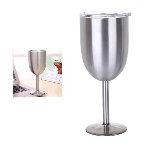 Produktbild: TOPBATHY Whisky-Gläser Cocktailbecher Weinglas aus Edelstahl Gläser Weinglas Isolierbecher weingläser Wein Tassen Weinbecher aus Edelstahl Vakuum Rotweinglas Kelch Thermosbecher 10 Unzen