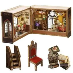 Produktbild: TOPBSFARNY DIY Miniatur Holz Puppenhaus Bausatz, 3D-Möbel und Raummodell kann Türen öffnen, Kreativität Geschenkidee für Valentinstag, Geburtstag (Magisches Schicksal)