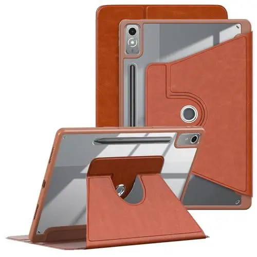 Produktbild: TOPCASE Vollschutz 360° Drehbare Hülle für Lenovo Tab P12 12,7 Zoll Mit Stifthalter TB371FC - Multi-Winkel-Betrachtung, Auto Sleep/Wake-Funktion, Brown