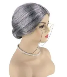 Produktbild: Topcosplay 3er Set Oma Perücke Großmutter Perücke mit Perlenkette Oma Brille Granny Perücke Grau Old Lady Kostüm Set Alte Dame Perücke für Karneval Halloween (Grau)