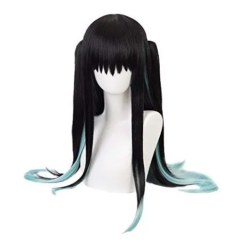 Produktbild: Topcosplay Lang Schwarz Grüne Perücke für Halloween Kostüm Party (Tokitou Muichirou)