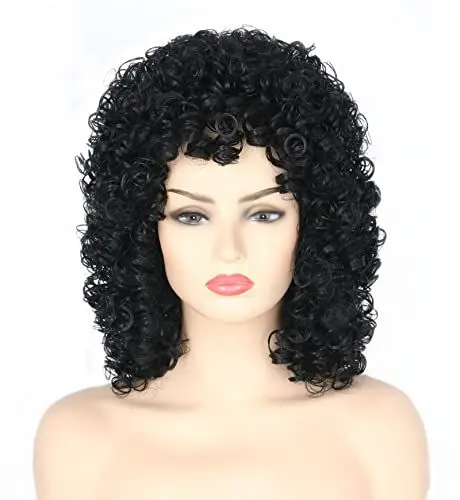 Produktbild: Topcosplay Perücke Club Damen Perücke Afro Lang Gelockt Perücke Halloween Karneval Mottoparty Perücke (Schwarze)