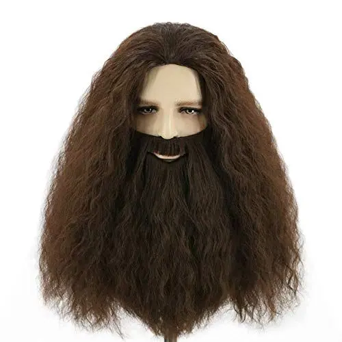 Produktbild: Topcosplay Perücke & Bart Herrenperücke Cosplay Perücke Lang Braun Perücke Halloween Karneval Zauberer Perücken (Braun)