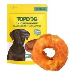 Produktbild: Topdog Chicken Donut für Hunde 5 Stück - langanhaltende Hunde Kausnacks - zuckerfreie Kauringe für Hunde ohne Zusatzstoffe - Das Hunde Donut Leckerli sorgt für eine geschmackvolle Zahnpflege
