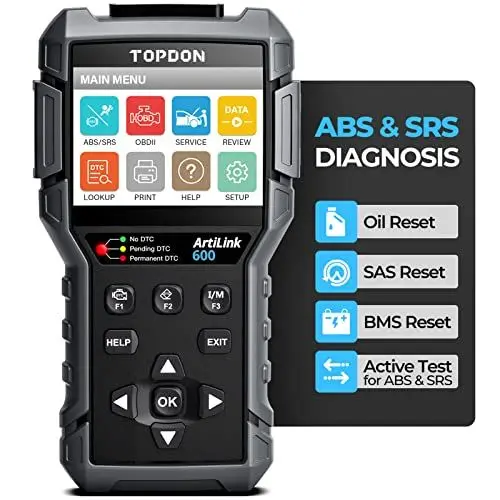 Produktbild: TOPDON OBD2 diagnosegerät mit Reset von Öl, BMS, SAS, diagnosegerät Auto für alle Fahrzeuge für ABS und SRS Systemdiagnose, Aktivtest,Lebenslange kostenlose UpdateM Batteriebetrieben, Schwarz