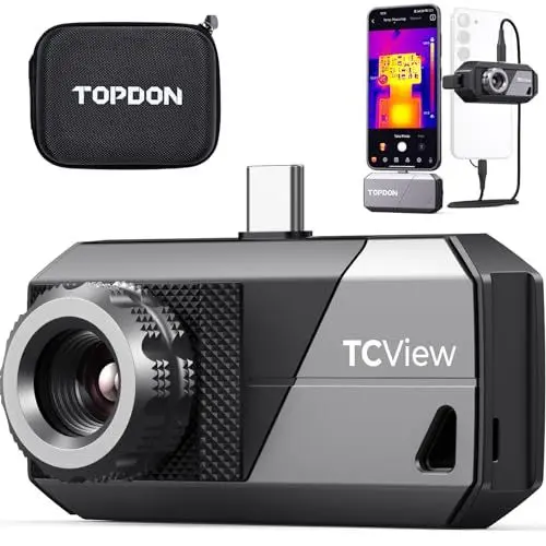Produktbild: TOPDON TS001 Wärmebildkamera Android, Beobachtungsbereich 0,1 bis 500m, 9mm Einstellbares Objektiv, 256x192 IR-Auflösung, Manuell Fokussierende Wärmebildkameras für Jagd,Outdoor,Leiterplatten,Gebäuden