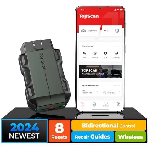 Produktbild: TOPDON Topscan OBD2 Diagnosegerät, Bluetooth OBDII Diagnosewerkzeug für All System, Bidirektionale Kontrolle/Aktive Test, Fahrzeugleistungstest für iPhone & Android All Software 1 Jahr Gratis