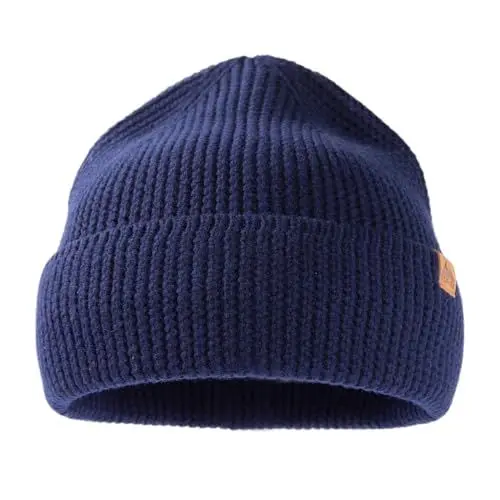 Produktbild: TOP-EX 100% Merino Mütze Strickmütze Wollmütze, Warme Wintermütze Beanie für Damen & Herren, Sport Outdoor Wool Watch Skimütze, Cuffed Sportmütze für Wandern und Laufen Blau