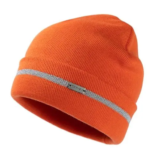 Produktbild: TOP-EX 50% Merino Mütze Strickmütze Wollmütze, Warme Wintermütze Beanie für Damen & Herren, Sport Outdoor Wool Watch Skimütze, Cuffed Sportmütze für Wandern und Laufen Orange