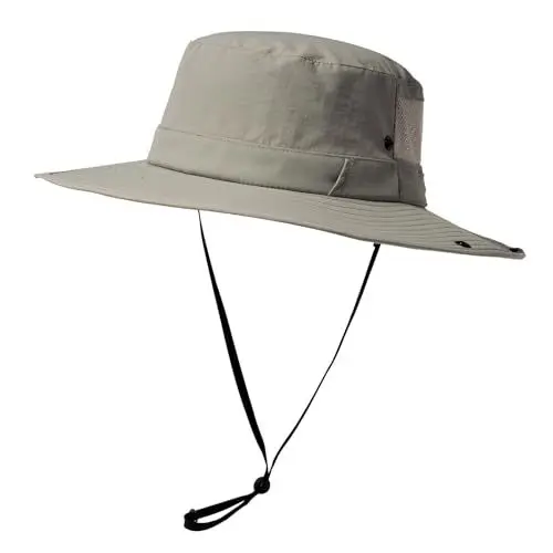 Produktbild: TOP-EX Herren UPF 50 Safarihut mit breiter Krempe und Sonnenbrillenhalter - UV-Schutz Fischerhut, Wasserdicht & Atmungsaktiv - Faltbarer Sonnenhut für Outdoor, Wandern, Camping, Angeln Hellgrau M/L