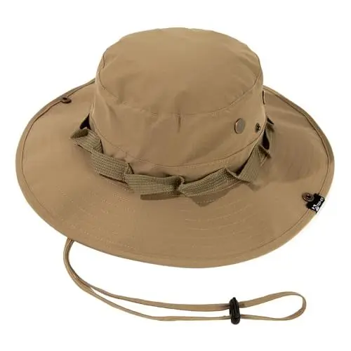 Produktbild: TOP-EX Sonnenhut Herren Breite Krempe UPF 50 Wasserdichter Boonie Hut Sonnenschutz Huts Safari Hut Sommer Outdoor Buschhut Faltbar & Winddicht Beige M/L