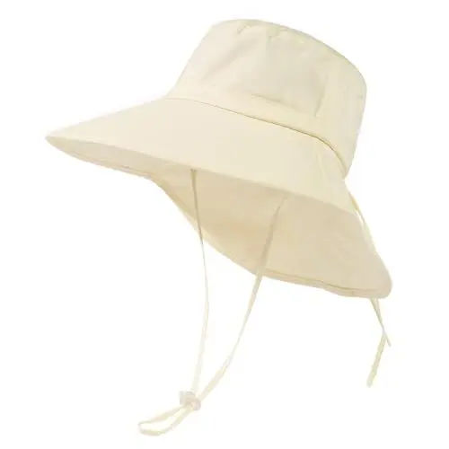 Produktbild: TOP-EX XL/XXL Damen Sonnenhut Baumwolle UPF 50+ Sonnenschutz Sommerhut mit Nackenschutz für Damen Breite Krempe Outdoor Gartenhut Faltbar Beige M 56-58CM