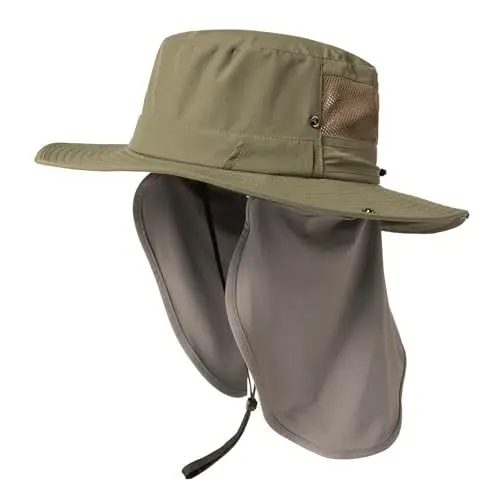 Produktbild: TOP-EX XL/XXL Sonnenhut Herren Wasserdicht Sonnenschutz Mütze mit Sonnenbrillenhalter Breite Krempe Outdoor Trekking Hut mit Nackenschutz Safari Sommer Mütze Faltbar 94603_Armeegrün XL/XXL